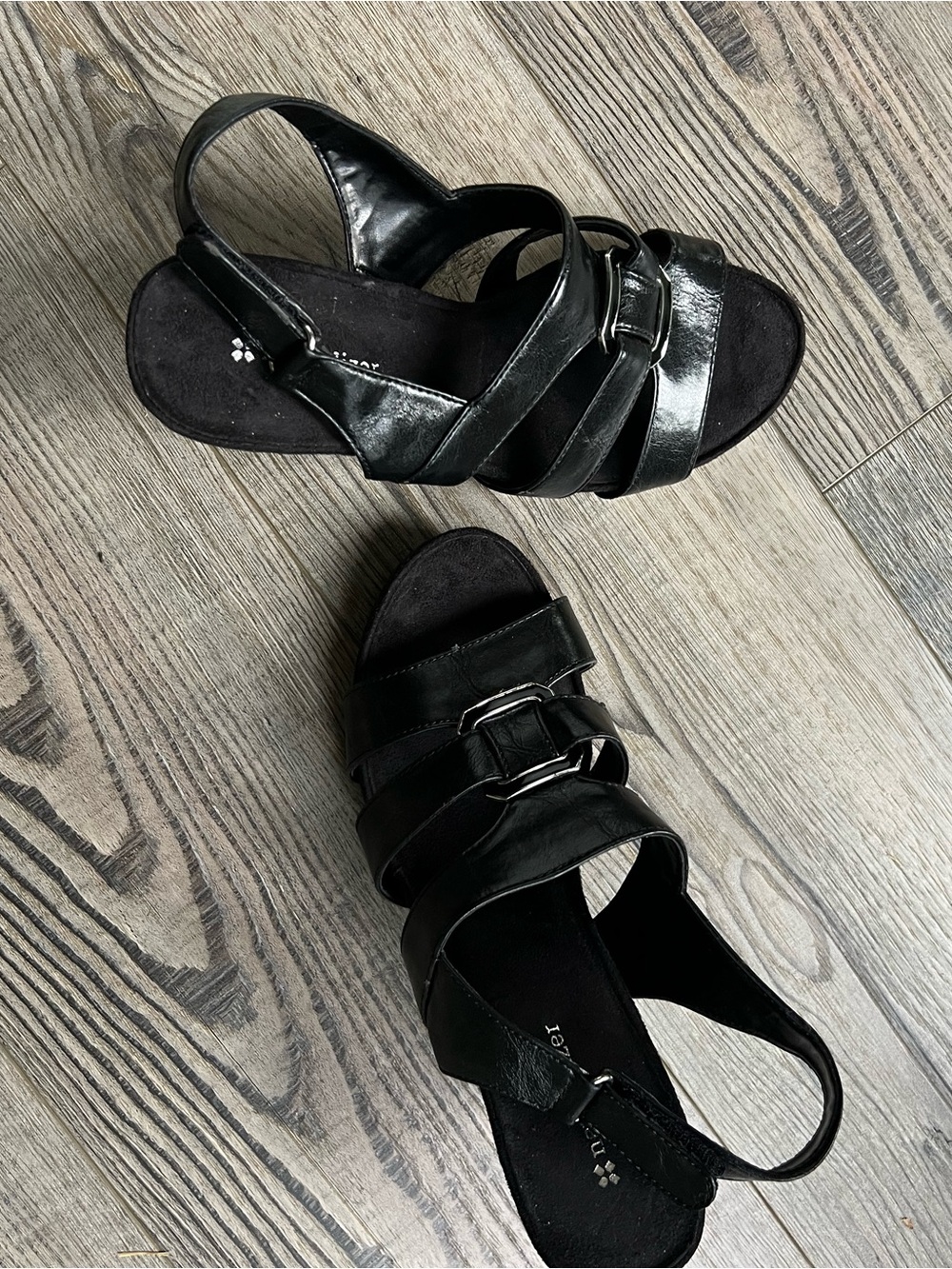 Naturalizer Black Strappy Slingback Sandals with Buckle Accents